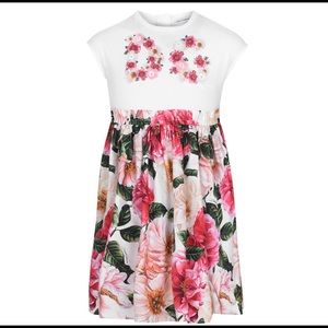D&G JUNIOR GIRLS FLORAL LOGO DRESS